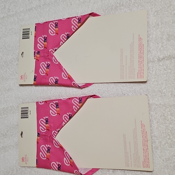 JUSTICE Pink Dog Size M/L Bandannas (for collar) Lot of 2 New - Picture 2 of 10